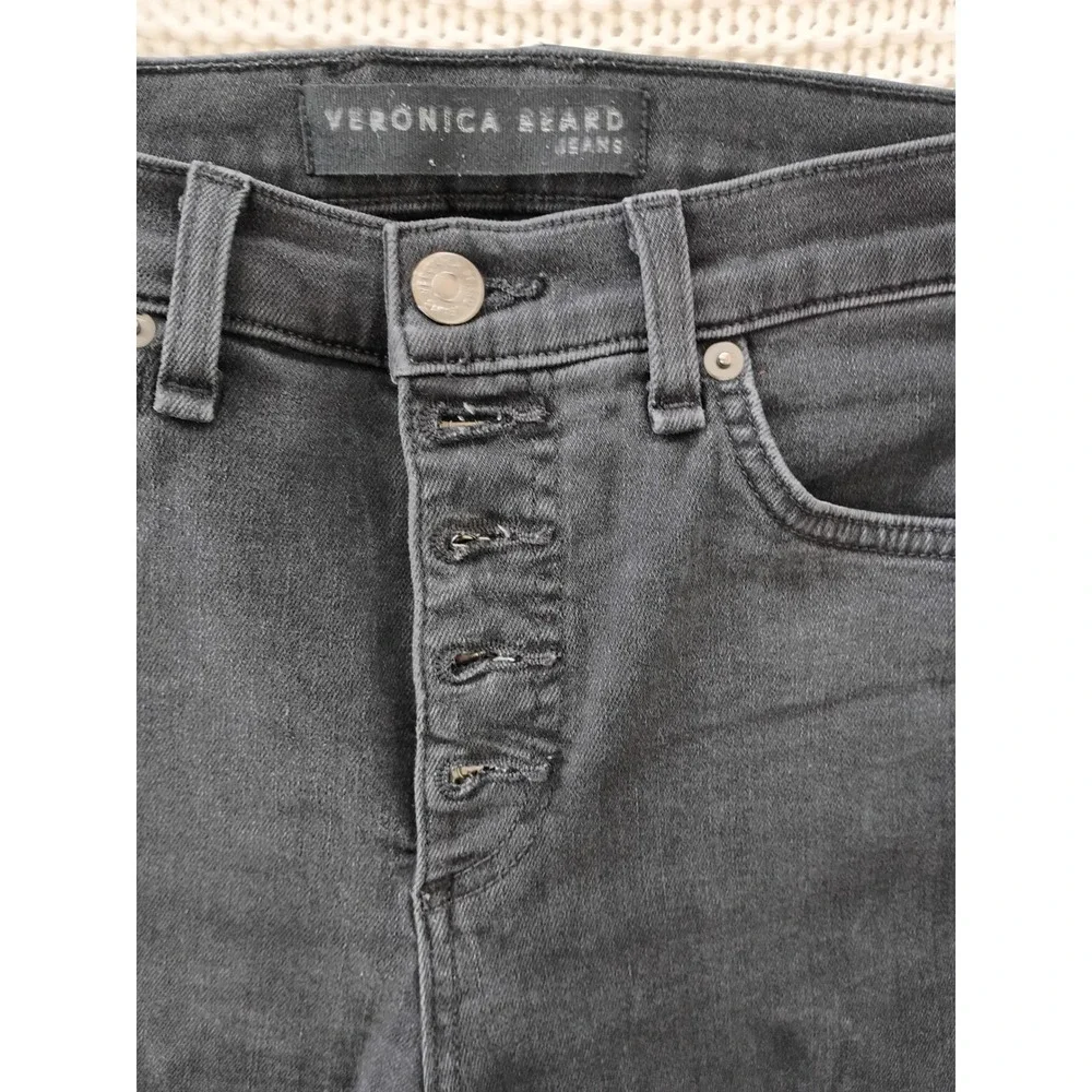 Veronica Beard Debbie High Rise Skinny Jeans Charcoal Button Fly‎ 24x27 USA $228